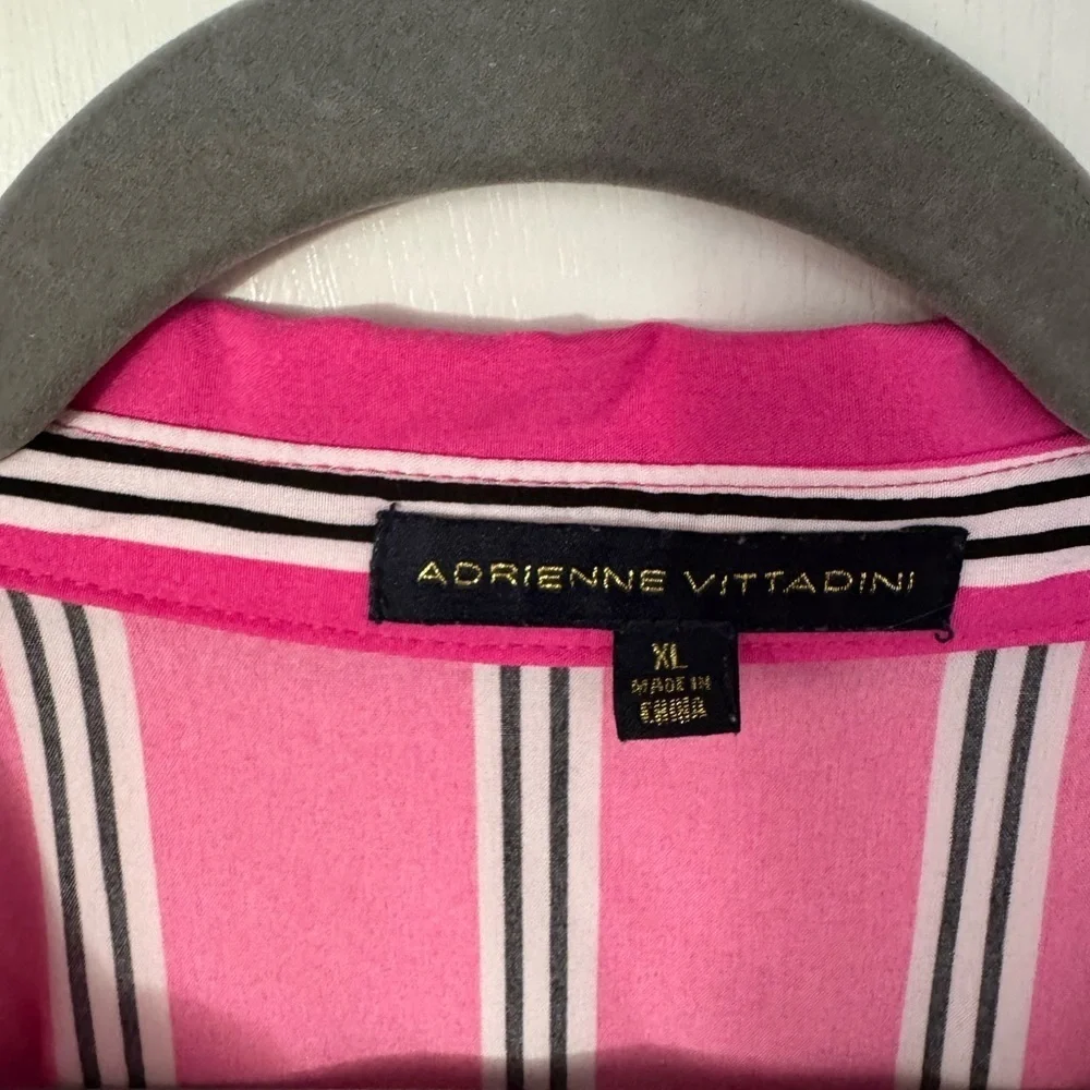 Adrienne Vittadini Striped Rolled Sleeve Blouse - Picture 2 of 4